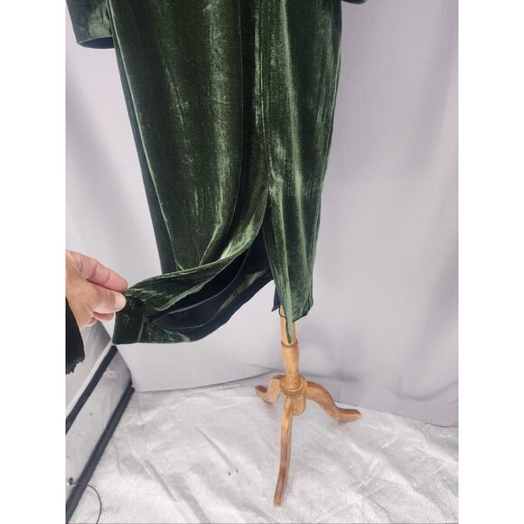 Donna Morgan Dress Womens 14 Green Velvet Long Sleeve Square Neck Midi Holidays - Picture 5 of 15
